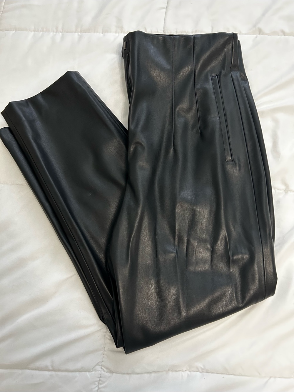 Zara Black Faux Leather Dress Pants